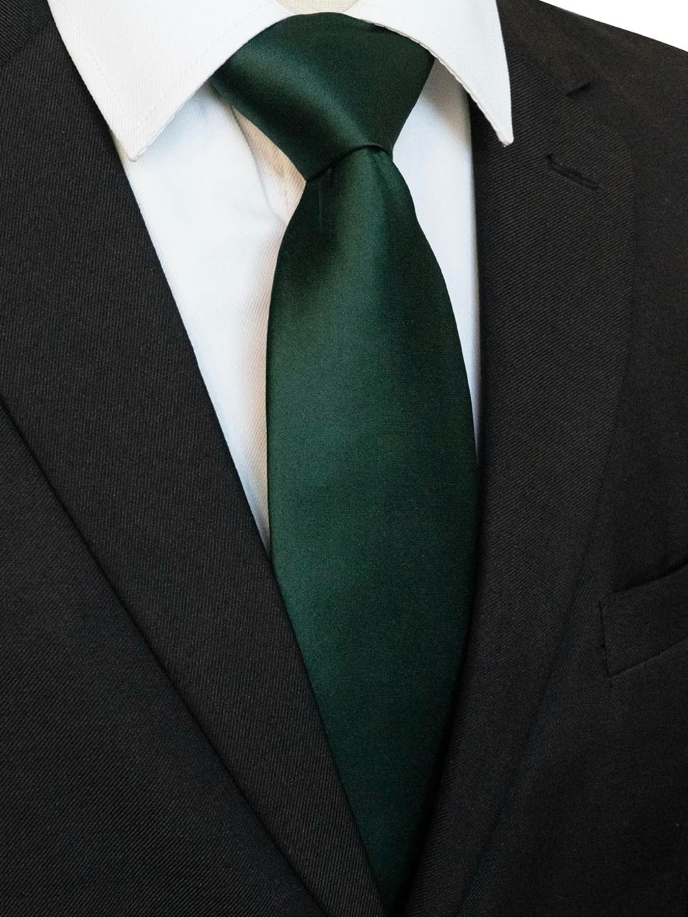 Amazon Dark Green Satin Tie - Solid Formal Necktie